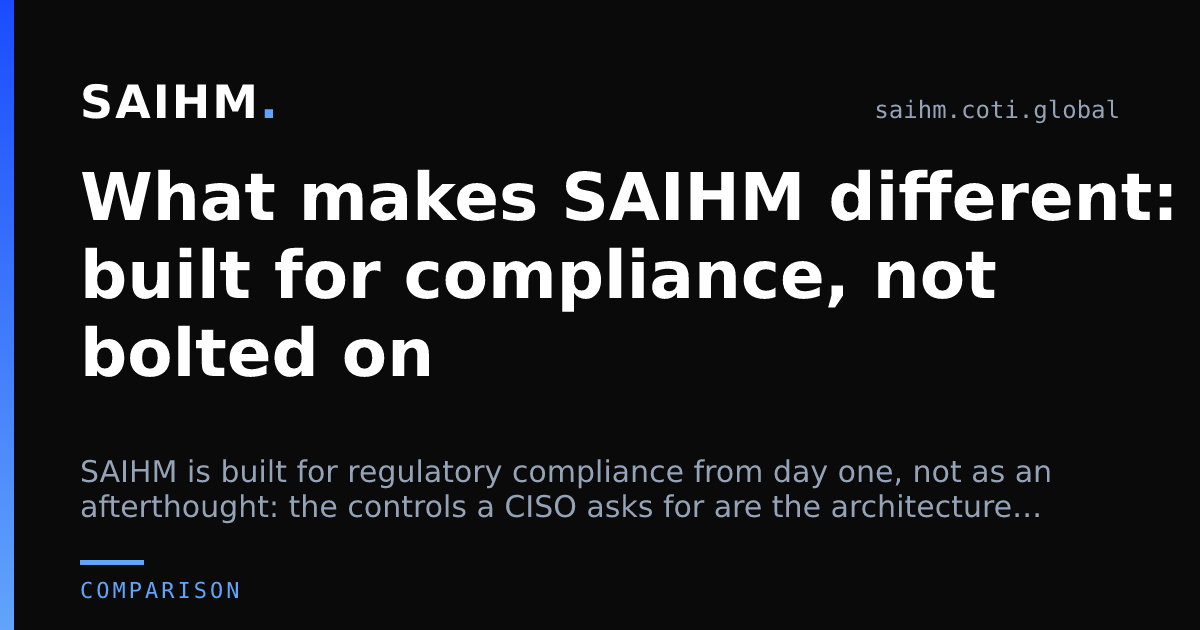 What makes SAIHM different: built for compliance, not bolted on — SAIHM